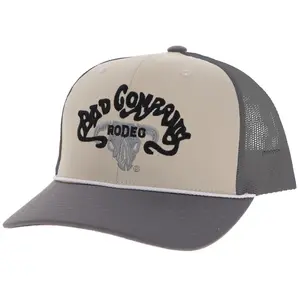 Bad Company Cream / Grey 6-Panel Trucker with Charcoal Bill and Black / Charcoal Embroidery Logo