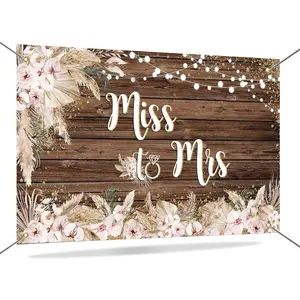Miss to Mrs Banner Backdrop Boho Bridal Shower Backdrop Decorations Rustic  Bride to Be Background for Wedding Engagement Party Decorations Photo Booth Props 70.8 x 43.3 Inch