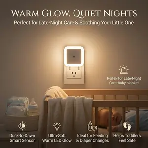 6 Pack LED Night Lights Plug-in, Auto Dusk to Dawn Sensor, Soft Warm Light for Bedroom, Bathroom, Hallway & Stairs nightlight