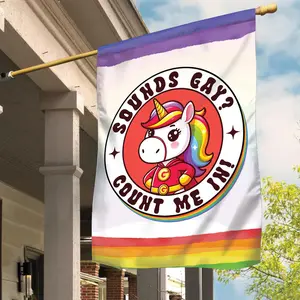 Sound Gays Count Me In - Pride Flag Outdoor - LGBT Community Support - Pride Rainbow Banner, Vivid Color Progress Flags