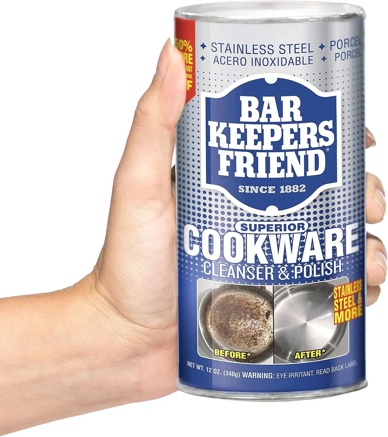 Bar Keepers Friend Cookware Cleanser & Polish (12 oz, 6-Pack) - Cleaner, Degreaser, Stain-Remover for Stainless Steel, Copper Pots, Pans, Utensils, Glass Casserole Dishes & More