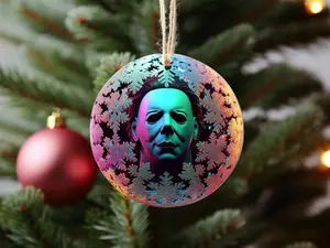 Creepy Christmas Horror Boogeyman Aluminium Flat Metal Ornament, 2.75 in (7cm) Festive Home Decoration, Ideal Holiday Gift for Home Supplies