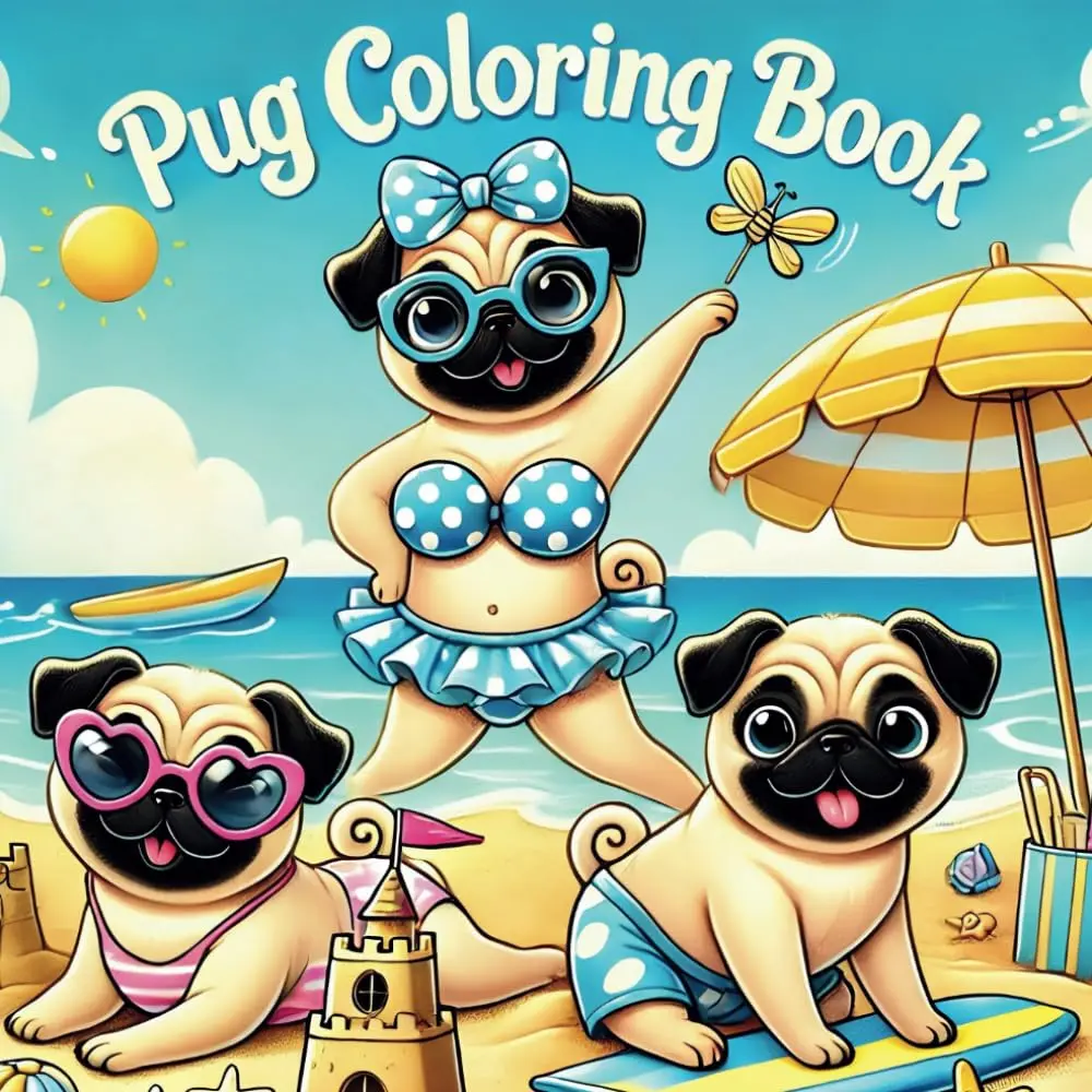 Pug Coloring Book: Fun and Educational Activity Book for with 50 Cute Pug Facts, dog coloring Pages for Children Ages 4-8, and Activity