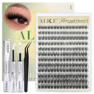 ALICE Lash Extension Kit Rove CD Curl Eyelash Clusters DIY Thin Band Individual Lashes 10-18mm Cluster Eyelash Extensions