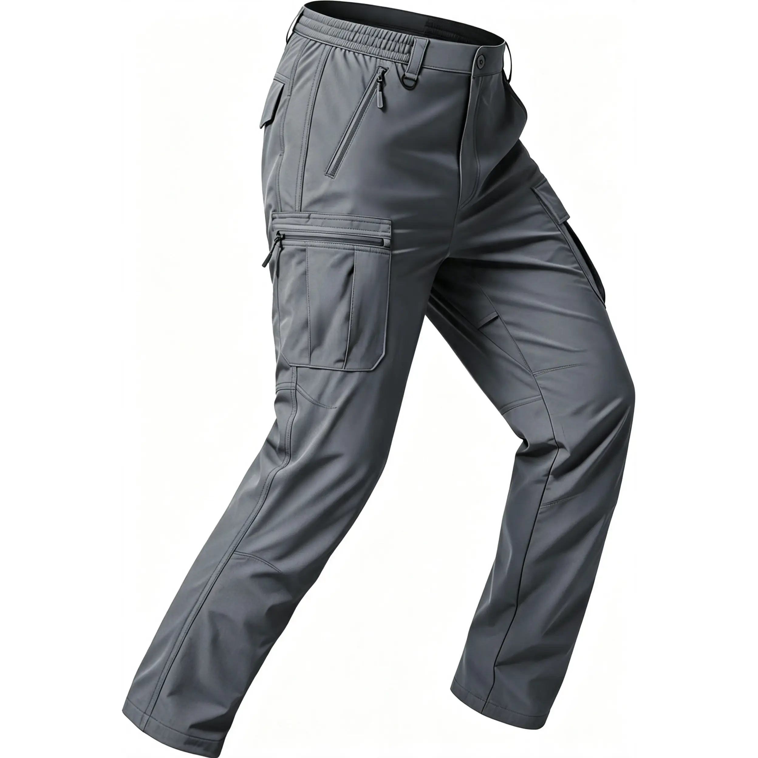 Men's Lightweight Elastic Fabric Nylon Hiking Cargo Pants - Quick Dry, Breathable, Waterproof, Stretch - 6 Pockets for Casual Travel Menswear Outdoor