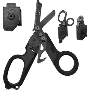 6 in 1 Multifunctional Trauma Shears Foldable with Strap  | Carbon Black (Carbon Black)