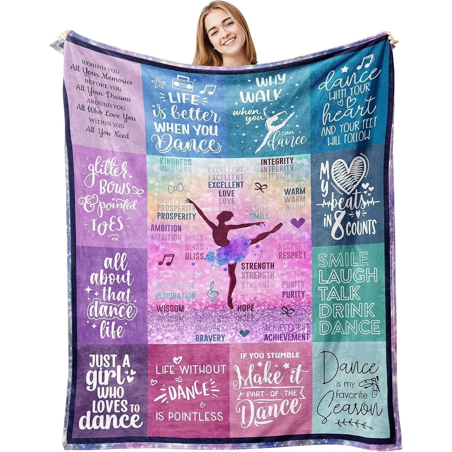 Dance Gifts Blanket Dance Recital Gifts for Girls Teens Teacher Team, Ballet/Ballerina/Dancer Present, Dancing Staff/Accessories Thanksgiving holiday gifts for family, friends and children