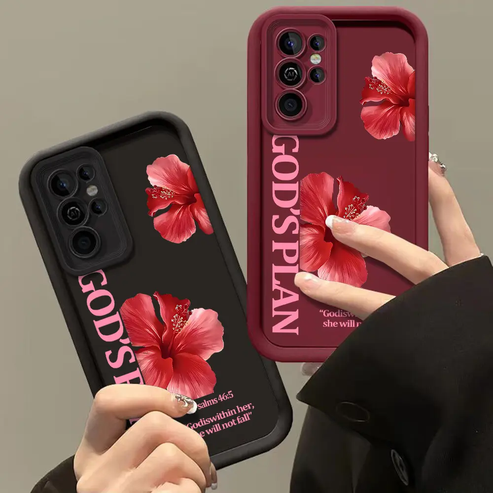 GOD'S PLAN Cross Psalms 46:5 phone case for Samsung S26/S25/S23/S24/S22/S21/NOTE20/PLUS/ULTRA/FE/A54/A53/A52/A36/A35/A34/A33/A17/A16/A15/A14/A13 cover soft shockproof protective Shell Protection Protection Gift for Floral Lover casing Cellphone Smartphone