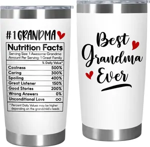 Christmas Birthday Gifts for Grandma from Granddaughter Grandson - Stainless Steel Insulated Coffee Tumbler with Lid 20 oz - Grandma Gifts for Women, Nana Gift Ideas, Gigi Gift for Women 20 OZ Stainless Steel Tumbler