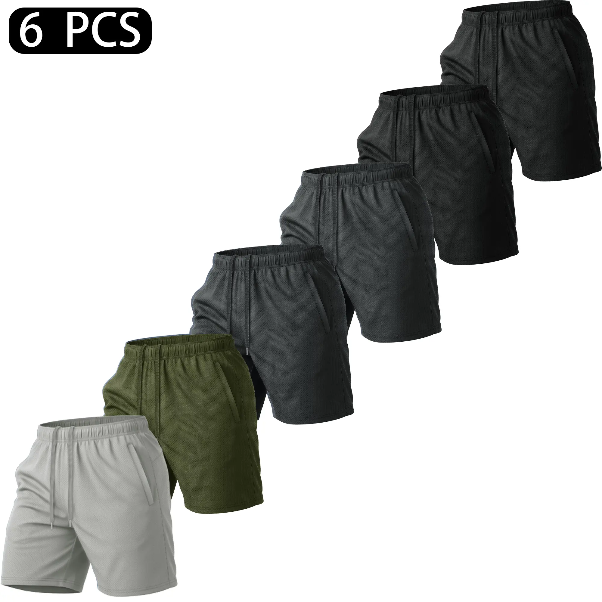 MAGCOMSEN Men's 7" Athletic Running Shorts, Quick-Dry Lightweight Mesh with Zipper Pockets for Workout & Basketball (1/3/6 Pack), M, Gym Shorts, 7 Inch, Zippered Pockets, Polyester Mesh, Fitted Cut, Drawstring Tie, Active, Breathable, Casual, Sporty Chic,