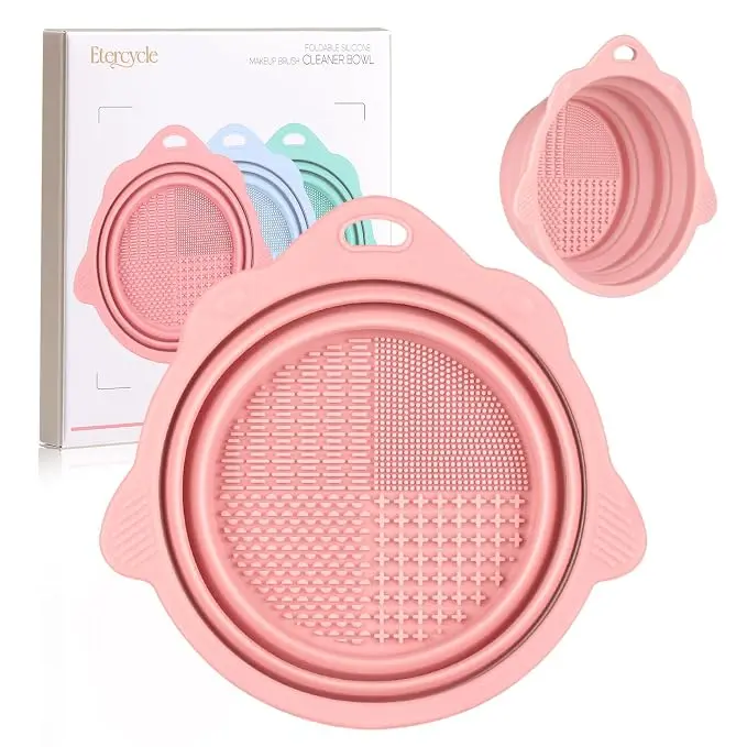 Foldable Silicone Makeup Brush Cleaner Bowl Portable Cleaning Tool For Brushes