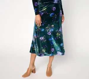 Attitudes by Renee Regular Printed Velvet Pull On Skirt