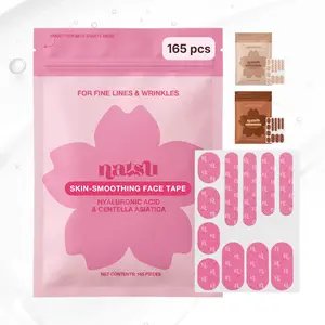 Face Tape 165 Pre-Cut Pcs - Cotton - Hyaluronic Acid & Centella Asiatica (Cica) - Overnight Anti Wrinkle Patches – Forehead, Smile Line, Frown Line, Crows Feet – Hypoallergenic Latex-Free (Strawberry)