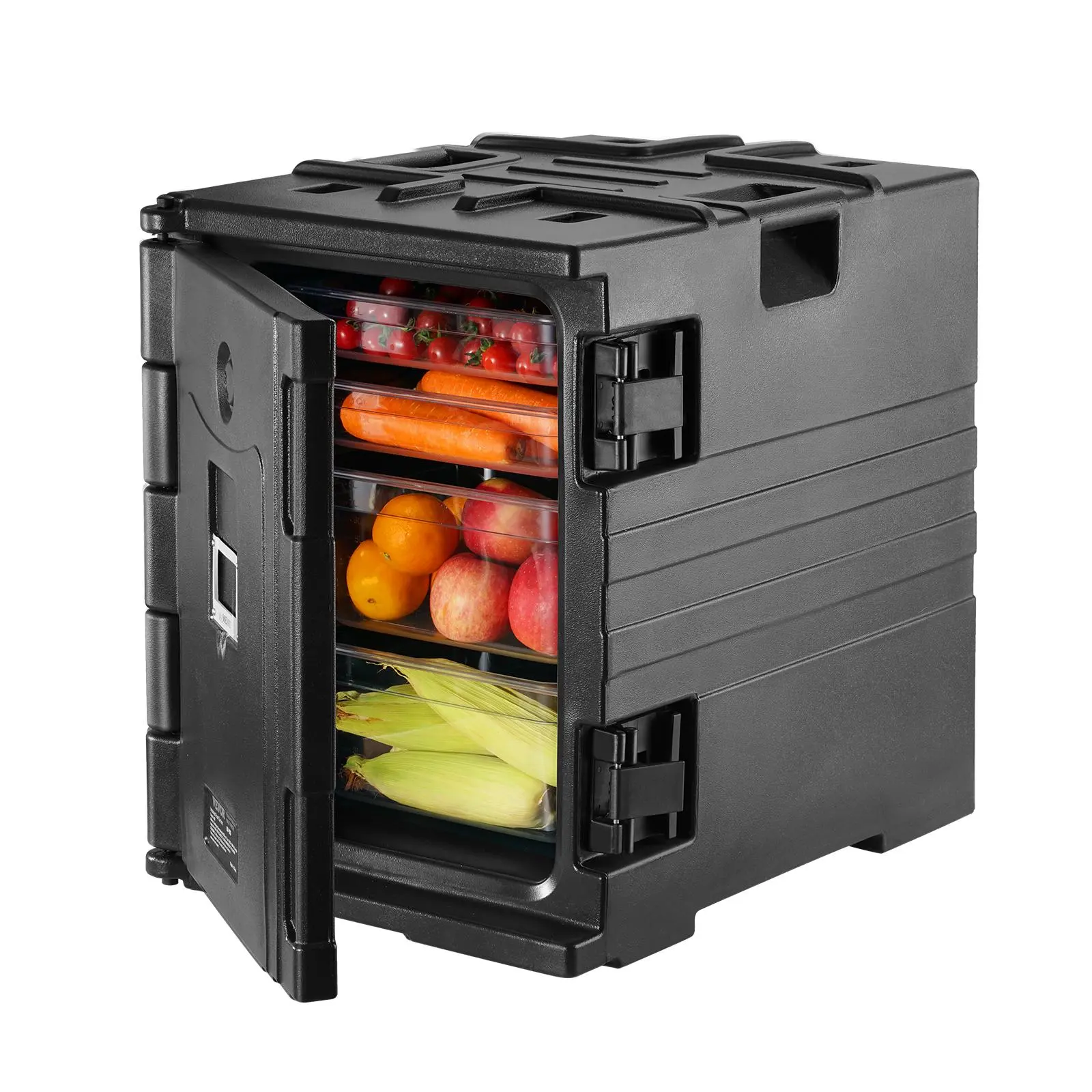 【Back to School】VEVOR Insulated Food Pan Carrier, 82 Qt Thermal Food Storage Container with Double Buckle Latches, Front-Loading Stackable Hot Box with Handles for Restaurant, Canteen Catering
