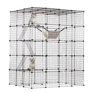 VEVOR Large 4-tier Cat Cage,  54 x 41 x 69", Detachable Metal Wire Cat Enclosure, with 5 Front Doors Hammock Ramp ladders, Indoor & Outdoor Crate Exercise Place Ideal for Kitty, Small Animals, Black