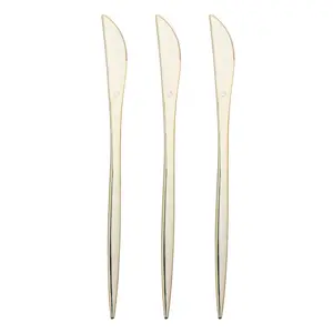 Shiny Gold Moderno Disposable Plastic Dinner Knives