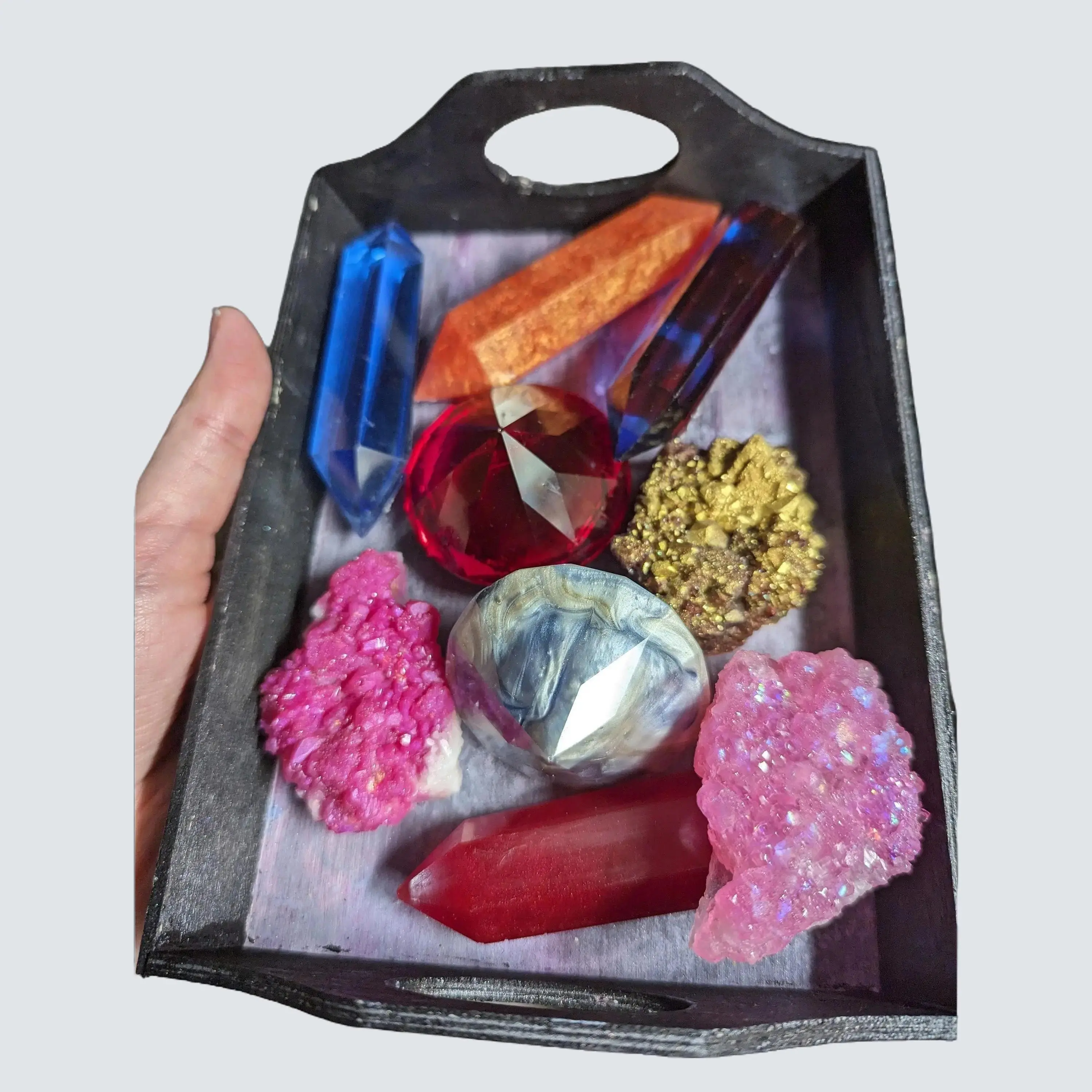 Random Resin Crystals Bashcon Crystals Comic Con Resin Gems for Cosplay Acrylic Crystals Mixed Lot Geode Double Terminated Emerald Gem