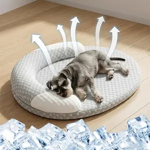 1PCS Adjustable Cooling Pet Bed, Breathable Summer Cool Pet Bed, Comfortable Raised Edge Dog House, Soft Washable Dog Bed, All-Season Non-Slip Pet Mat, Shaped Beds