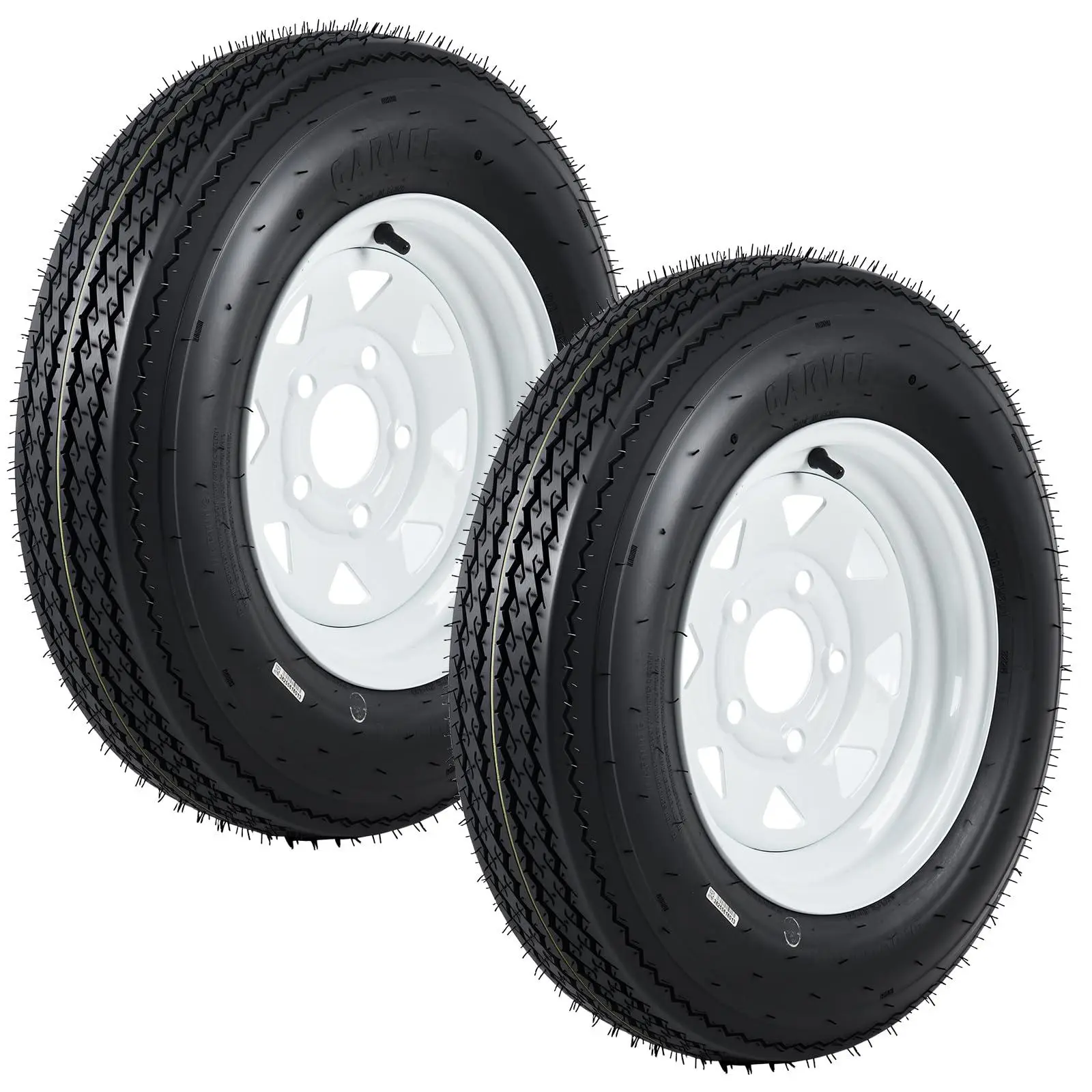 5.30-12 530-12 530X12 Trailer Tire and Wheel Assembly, Heavy-Duty Load Range C 6PR, 5 Lug White Spoke Wheel, 12 Inch Tires for Utility/Boat/Camper Trailers, Set of 2