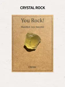 Natural Citrine Stone, Natural Crystal Decoration with Inspirational Blessing Card, Meditation Stone, Home Decor, Mindfulness Practice