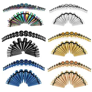 316L Stainless Steel Ear Stretching Kit, 14G-00G Ear Gauges Tapers Set with Ear Tunnels O-Rings, Hypoallergenic Ear Stretching Jewelry for Women Men