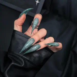 Handmade High-Density Glitter Dragon Claw Nails, Long Glossy Finish, Single Item, European and American Style, Cat Claws, Diy Nail Art