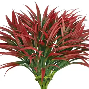 12-Bunch  UV-Resistant Artificial Spider Plant Bouquet - Gradient Color Plastic Faux Plant, Outdoor Safe Spray Color Stems for Home Garden Office Decor, No Maintenance Greenery Ornament