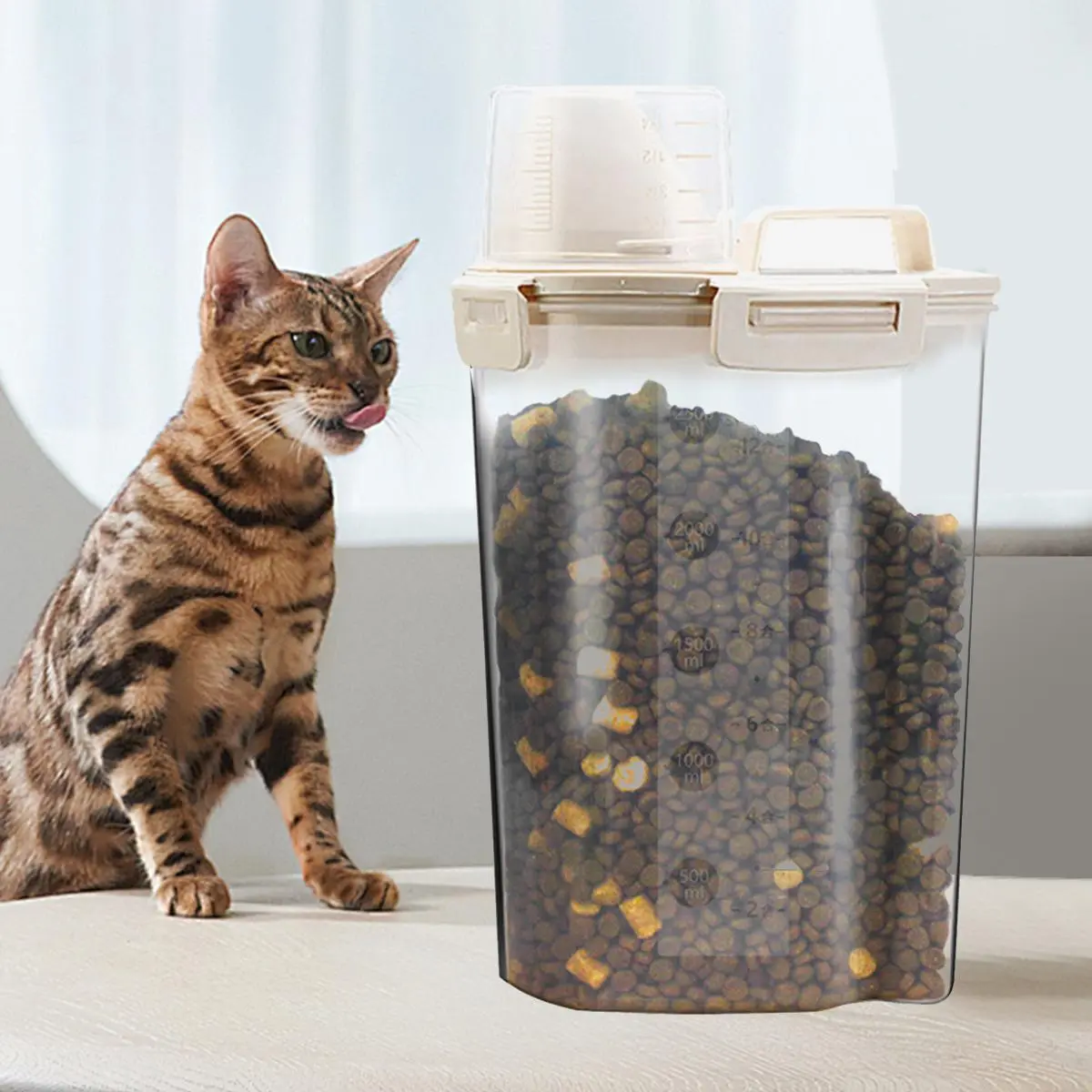 Clear Pet Food Kibble Storage Seal Box, Leakproof Pet Food Storage Container, Food Storage Organizer for Cats and Dogs