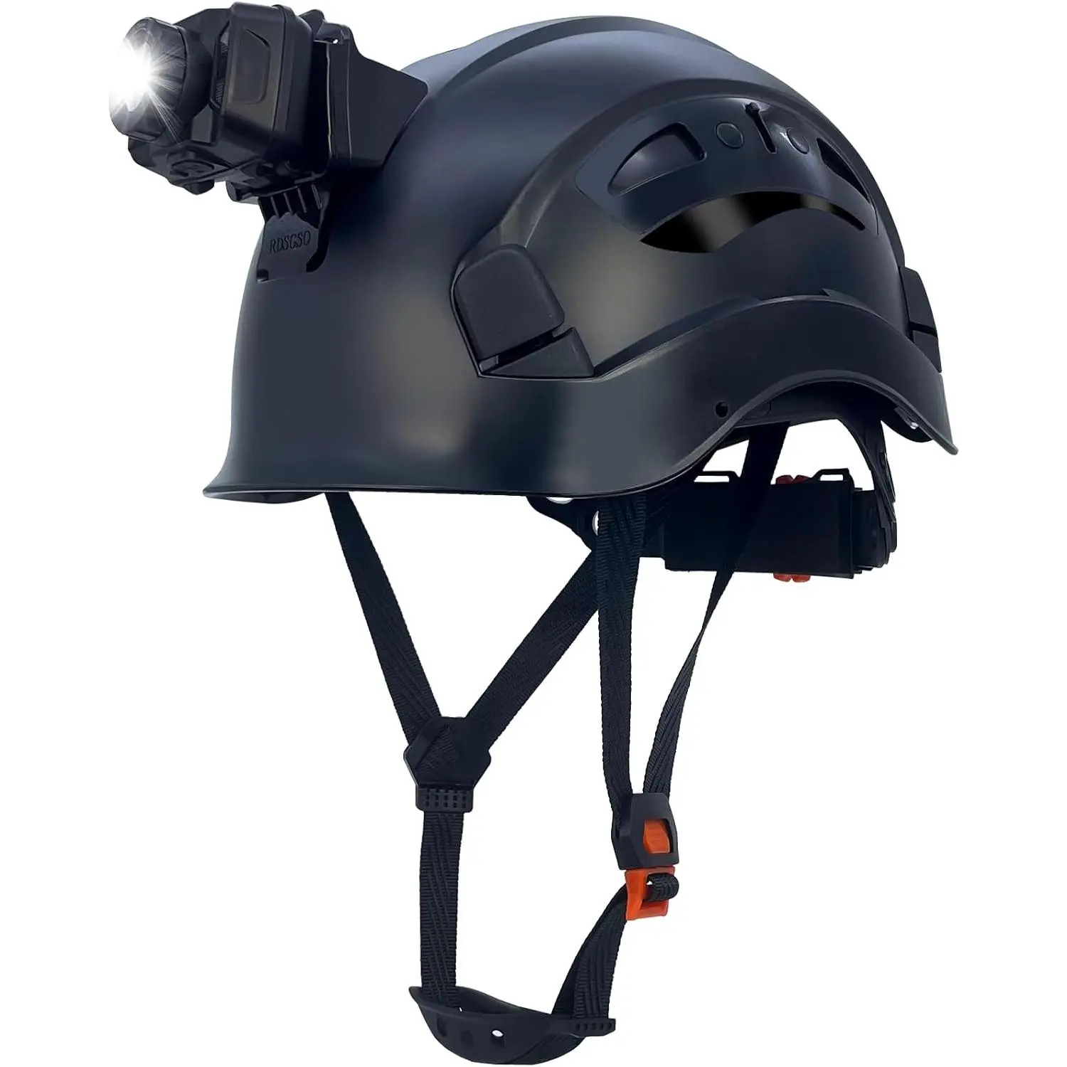 Vented ABS Safety Hard Hat with LED Headlight, Adjustable Ventilation, 6-Point Ratchet Suspension - Lightweight Build, Built-In Lighting for Hands-Free Work, Personalized Fit, Padded Top Cushion for Construction, Logging, Durable Yet Lightweight Build