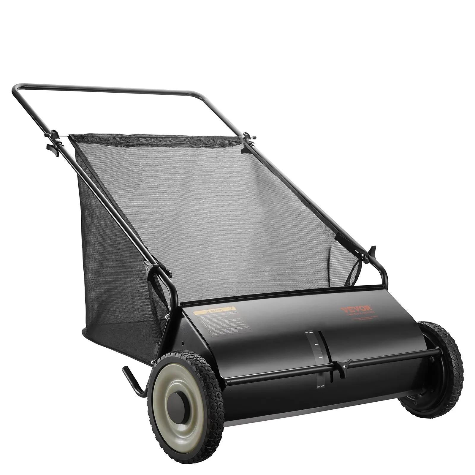 VEVOR Push Lawn Sweeper, Summervibes,Summervibes, 26 Inch Leaf & Grass Collector, Strong Rubber Wheels & Heavy Duty Thickened Steel Durable to Use with Large Capacity 7 ft³ Mesh Collection Bag, 4 Spinning Brushes