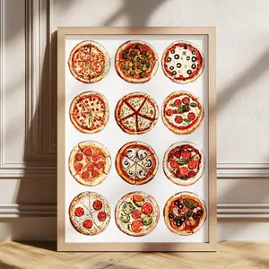 Pizza Print – Pizza Club Poster, Retro Food Art for Kitchen or Dining Room, Modern Wall Decor, Pizza Lover Gift, Unframe | 5 size, 8x12 to 27x40 inch