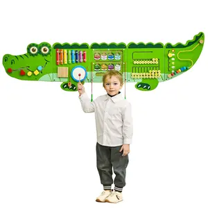 VEVOR Crocodile Activity Wall Busy Board Panels,  9 Activities, Montessori Sensory Wall Toy for Kids 3-12 Years, Montessori Learning Activity Center, Ideal for Toddler Playroom Nursery Classroom
