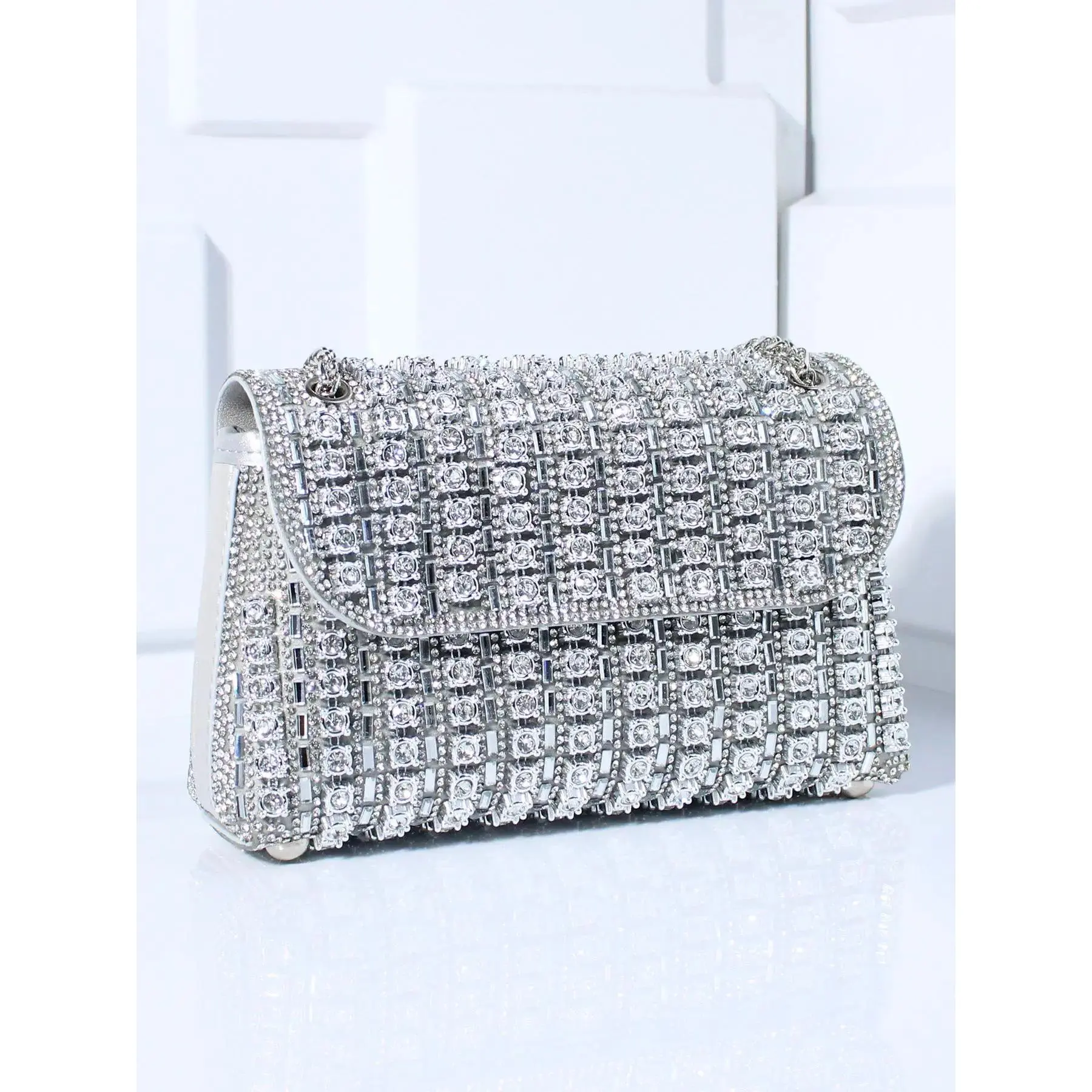Rhinestone Decorated Bling Evening Bag, Elegant Solid Color Shoulder Bag for Party, Fashion Bag for Party, Daily Clothing Decor, Trendy All-match & Exquisite Bag for Birthday Gift