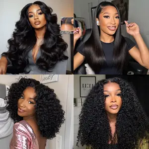 【Outlet Flash Deals】VIPbeauty Deep Wave Lace Front Wigs Human Hair 200 Density 13x4/13x6/5x5 HD Lace Frontal Wigs Human Hair Pre Plucked Straight/Body Wave/ Curly Wave Glueless Wigs Human Hair for Women Natural Black