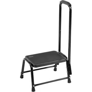 Step Stool with Handle for Adults & Seniors Heavy Duty Holds 350 lbs Attractive Black Stepping Stool for Elderly for Kitchen