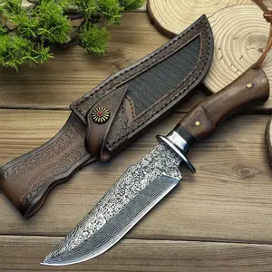 Portable Outdoor Camping Fixed Blade Knife with Leather Sheath, Comfort Grip Handle for Hiking