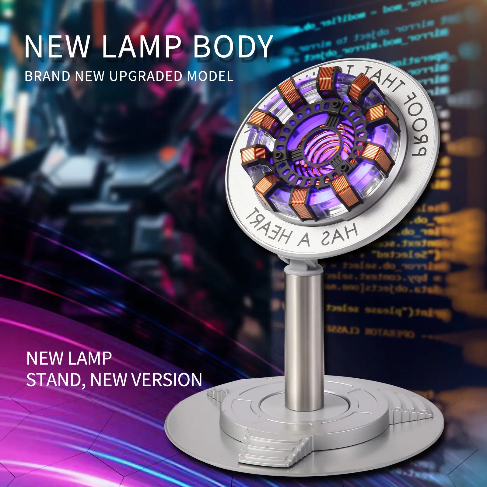 Arc Reactor - Inspired Lamp: New Upgraded, Multi - Metal Build, Type - C Fast Charge, Touch Switch, Easy Assembly, Futuristic Tech Style for Various Scenes
