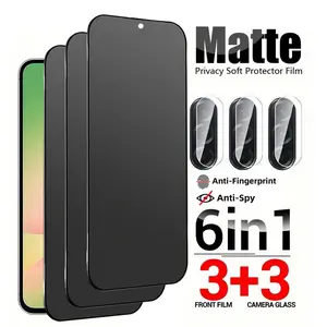 [3+3] 6in 1 6pcs Soft Privacy Flim And SOFT Camera Lens Screen Protector for Samsung Galaxy A17 A07 A13 A14 A23 A34 A15 A04S A25 A35 A05S A05 A55 A26 A36 A56 A16 A54