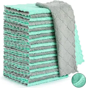 24 Pack Microfiber Kitchen Towels, Dish Cloths, Cleaning Rags, Kitchen Cleaning Towels, Ultra Soft Absorbent Fleece Hand Smooth Velvet Cotton