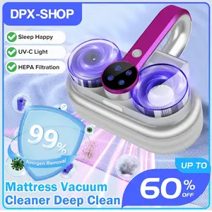 Bed Vacuum Cleaner，3  in  1  vacuum，12kPa Deep Cleaning, HEPA Filter, UV-C Light, 48k RPM, Heating & Ultrasonic (400W Corded)-Purple