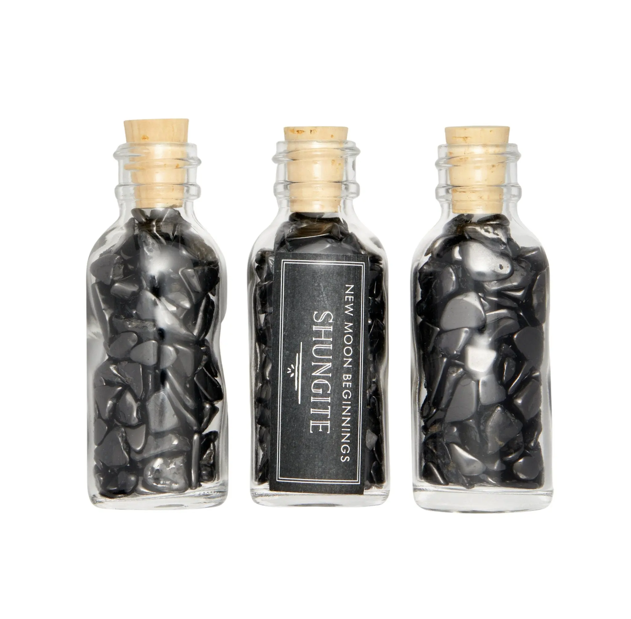 Shungite Gem Bottle - Polished Chips of Shungite Crystals