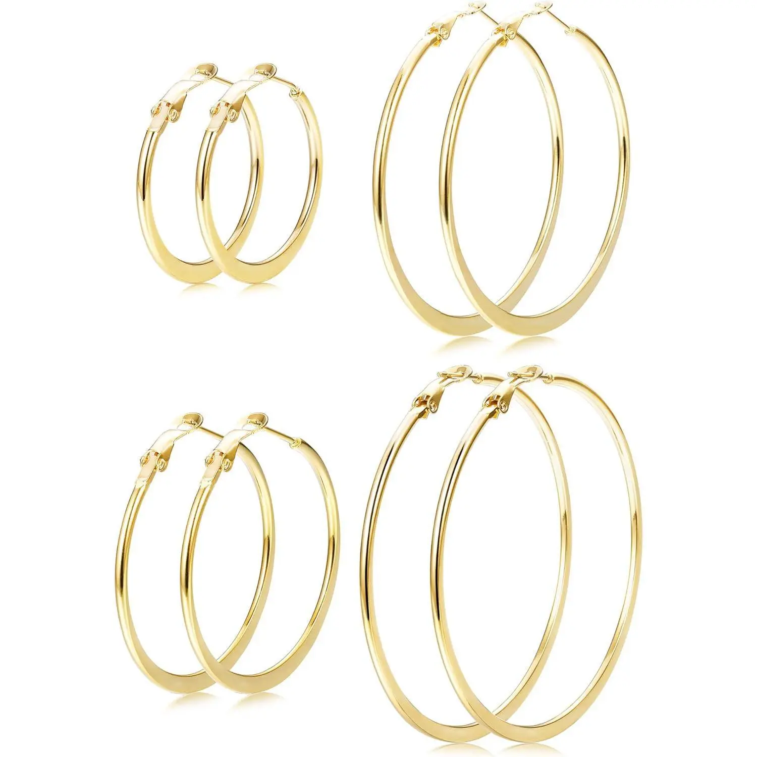 Jstyle 4 Pairs Hoop Earrings for Women Large 316L Stainless Steel Hoop Earrings Set Hypoallergenic Big Thin Earrings for Women  Lightweight 30/40/50/60MM Daily