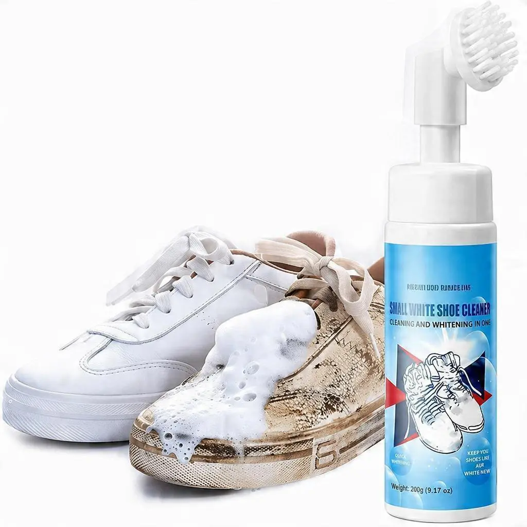 Water-Free Sneaker Cleaner Kit 6.76 OZ – White Shoe Cleaning Foam for Sneakers, Tennis Shoes, Running Shoes, Golf Shoes, PU, Nubuck, Leather, Mesh & Rubber Sole, Multi-Surface Shoe Care Kit for Footwear