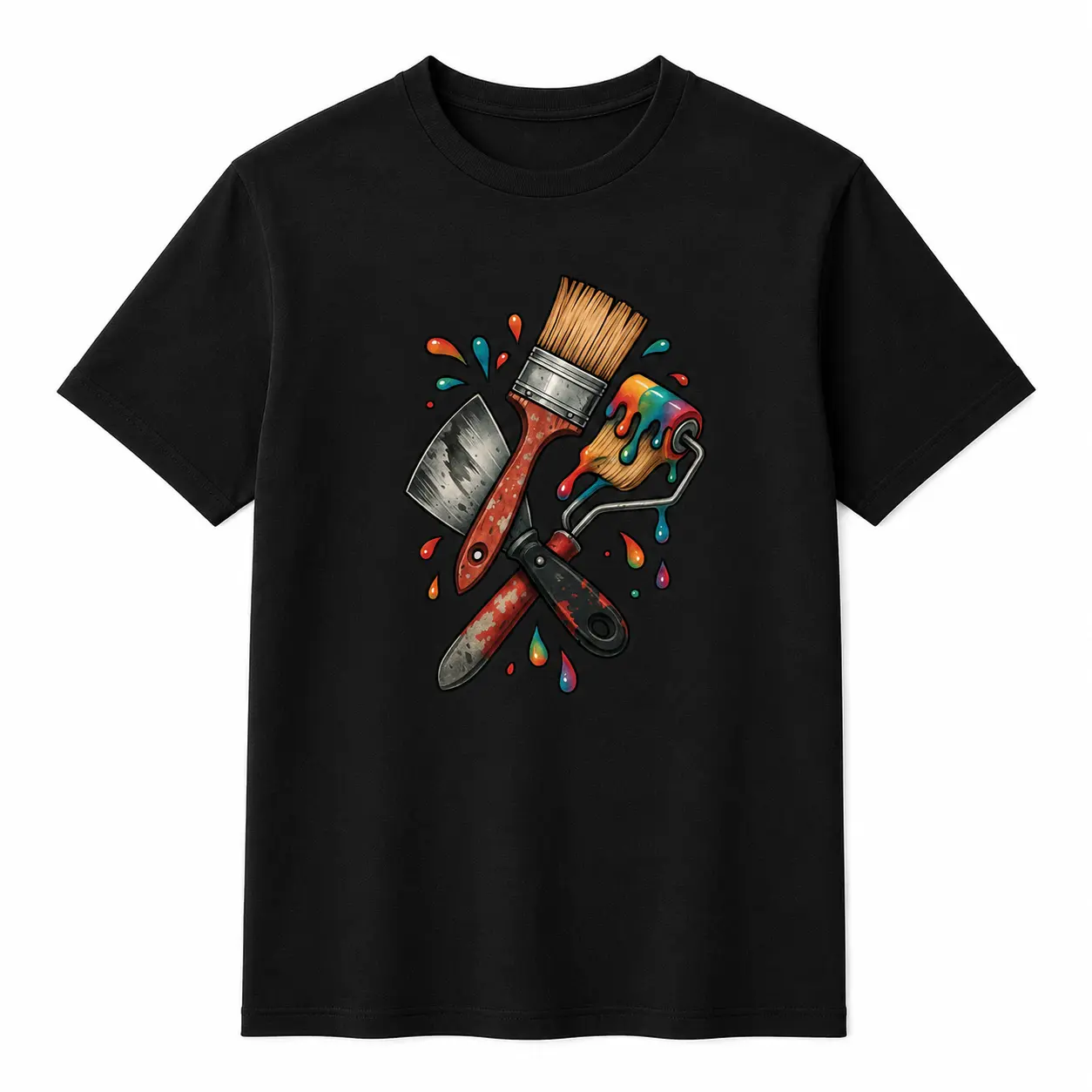 Painter Tools Graphic T-Shirt, Colorful Paint Brush Tee, Artist Work Shirt, Creative DIY Gift