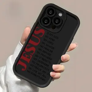 Phone case for iPhone 17 16 Pro Max 15 Plus 14 13 12 11 XR XS Air E VTrendy Jesus Christian Pattern Shockproof Silicone TPU Bumper Drop Protection Cover
