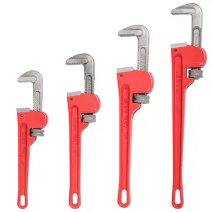 4Pcs Straight Heavy-Duty Pipe Wrench Set, 8/10/14/24-Inch Adjustable Alloy Steel Material Wrenches for Plumbers, Plumbing Tools