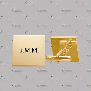 Personalized Gold Square Cufflinks - Custom Permanent Engraved, Compact Size Elegant Formal Accessories for Business, Evening Occasions
