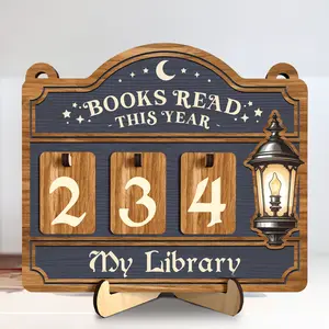 Vintage Books Read This Year Tracker Sign, Book Reading Counter, Book Lover Gifts, Book Floral Shelf Suncatcher Ornament, Book Decor Gift, Book Stuff, Book Accessories, Bookish Christmas Gift Ideas