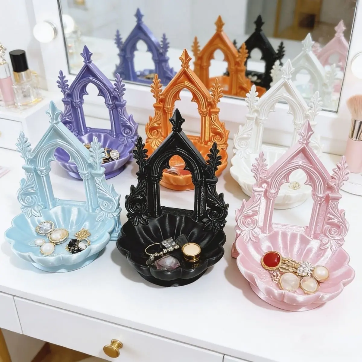 Gothic Vintage Castle Arch Jewelry Box | Sweet Princess Style Jewelry Organizer | Desktop Jewelry Dish & Storage Tray | Elegant Home Decor, Decorative Organizer & Vanity Organizer | Exquisite Gift for Birthday | Romantic Gift for Girlfriend, Lover & Mom