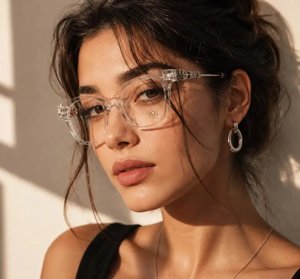 Chrome Hearts Vintage Clear Cat Eye Silver Accent Glasses